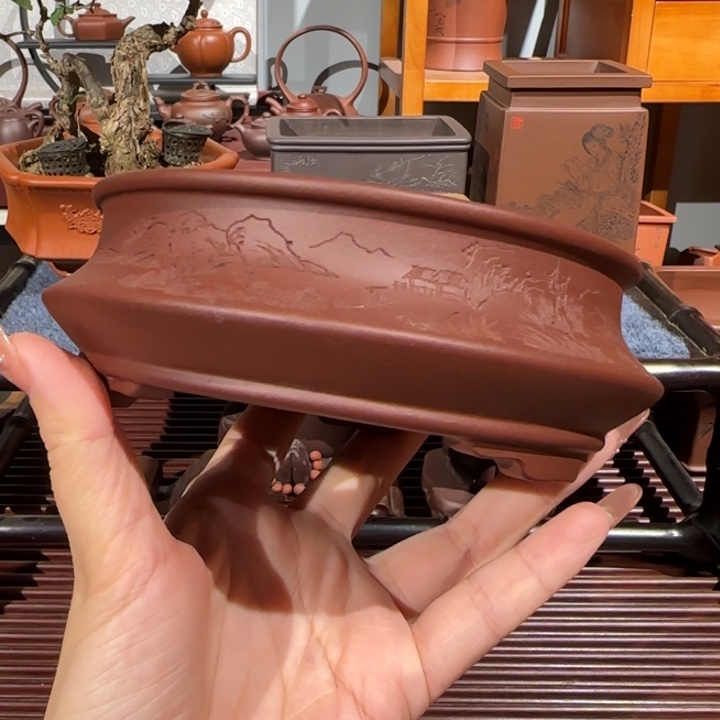 紫砂花盆口径11深度4