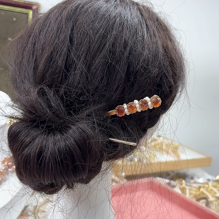 淡水珍珠发饰银S925镶嵌