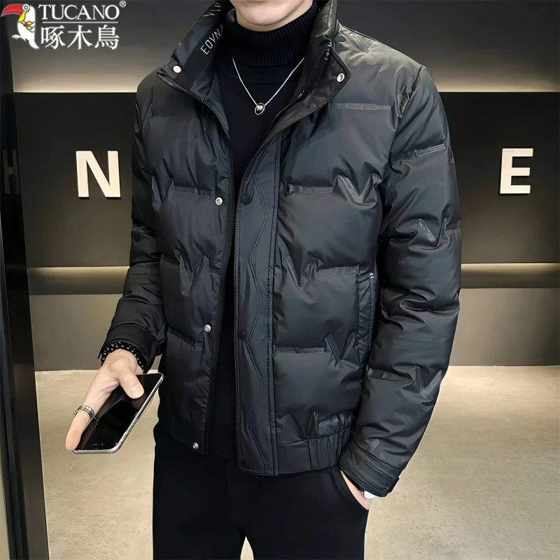 啄木鸟男士羽绒服保暖轻薄休闲立领冬季潮流时尚男款加厚帅气外套