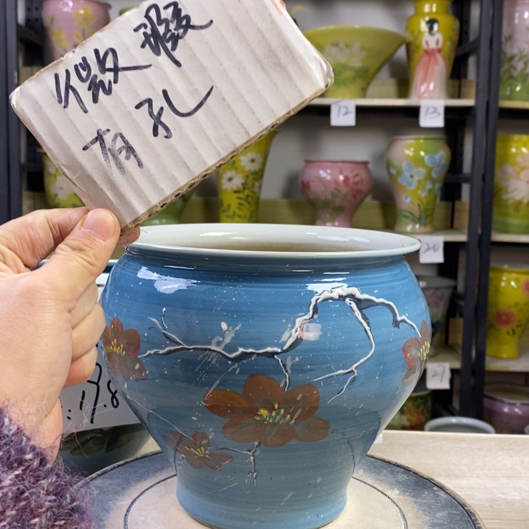 景德镇手工手绘陶瓷花盆