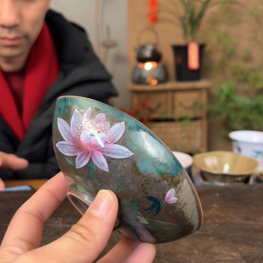 杯景德镇柴烧手绘杯