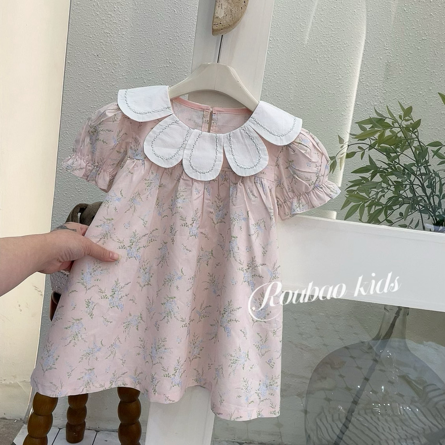 中性夏季公主裙纯色女连衣裙夏款女宝宝宝温婉风