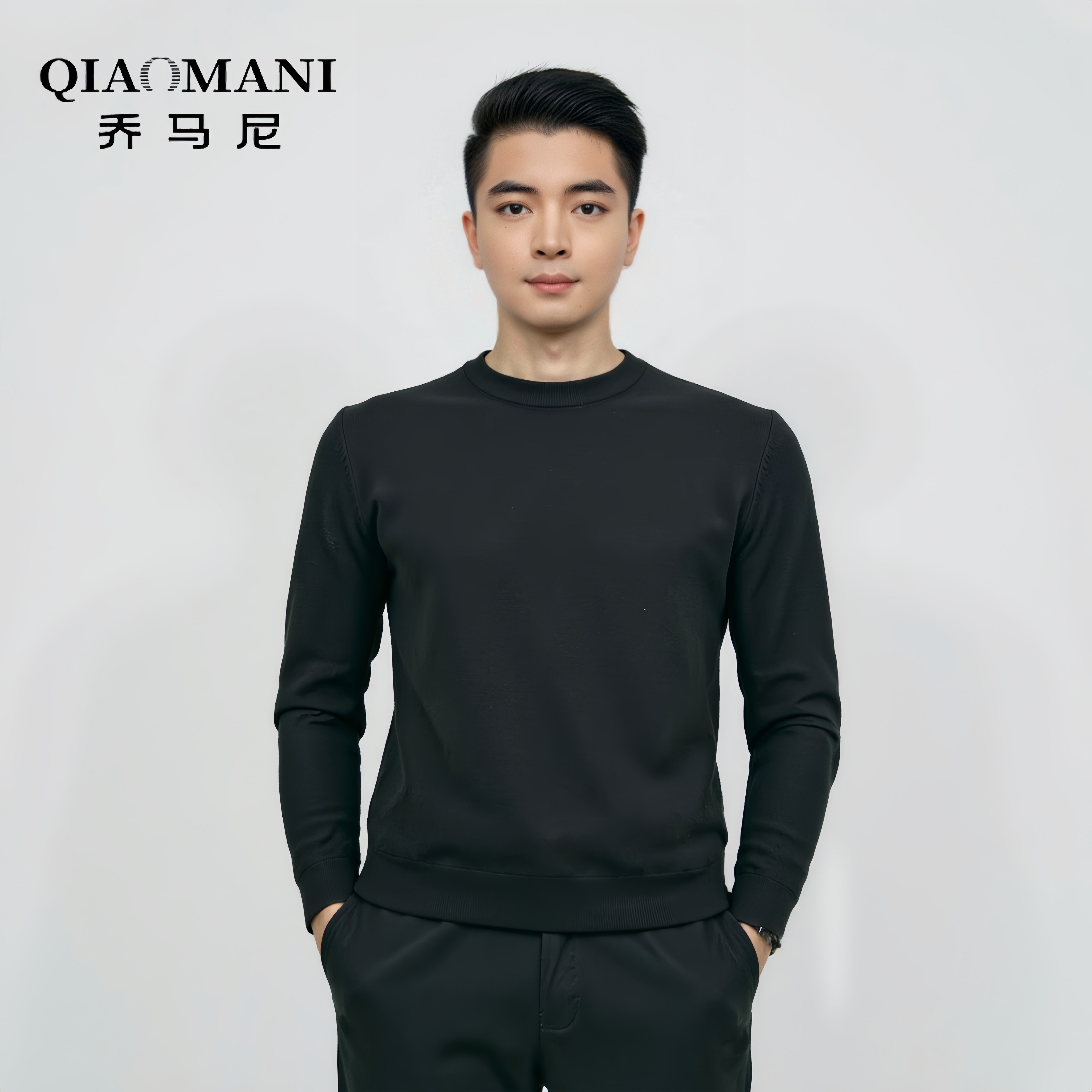 乔马尼新款商务休闲时尚百搭男士套头纯色羊毛衫22801