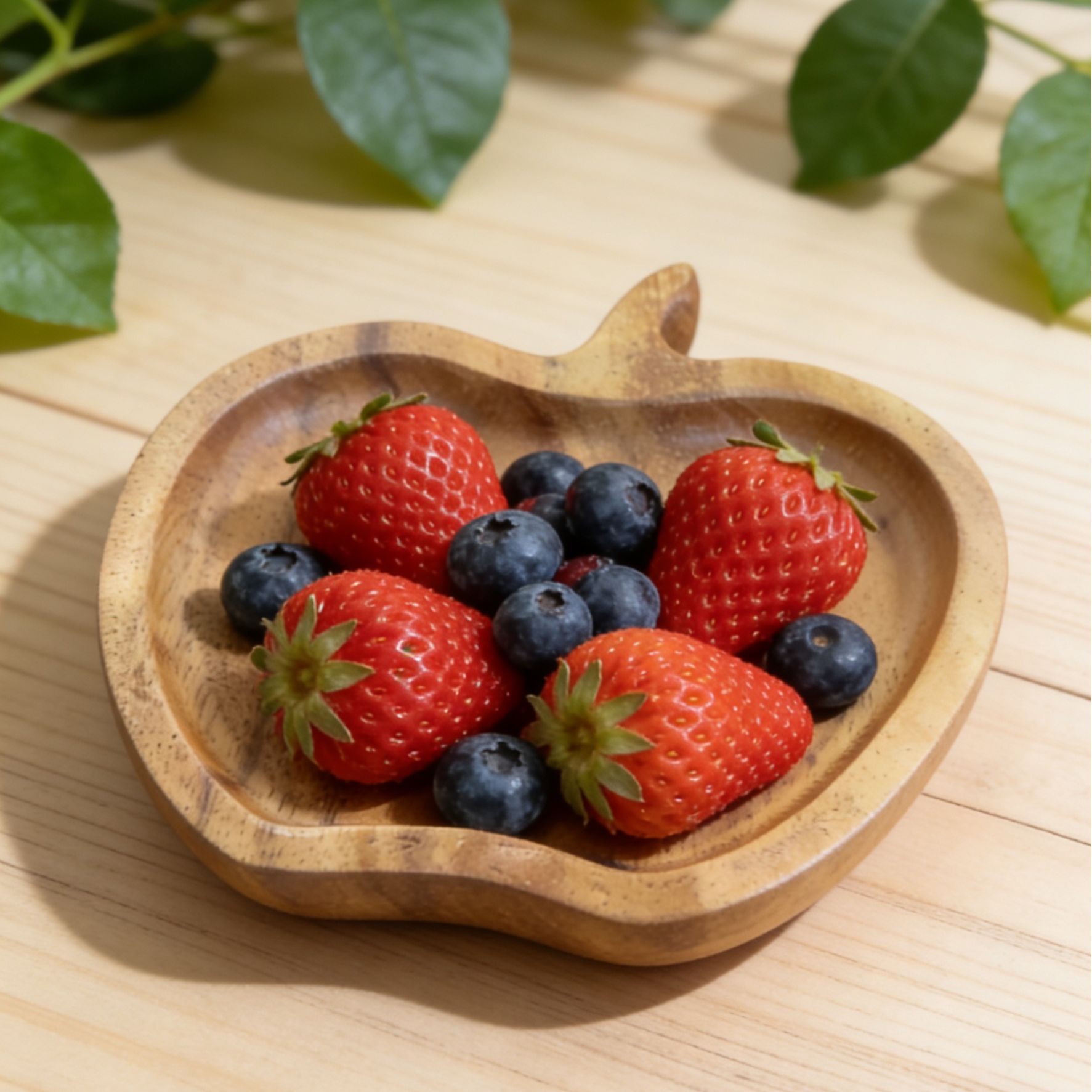 南美胡桃木小苹果零食盘坚果盘壶承底座13*13*2cm