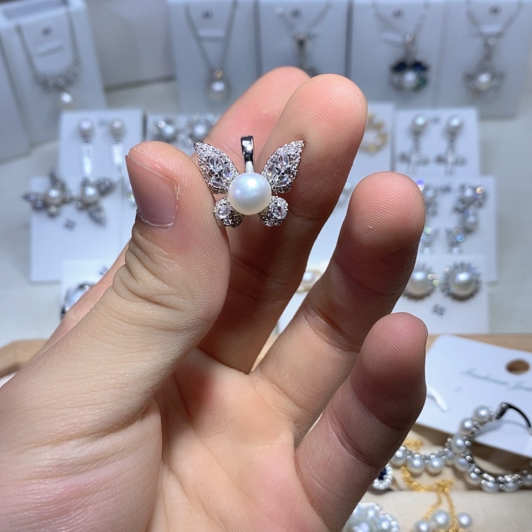 淡水珍珠耳坠银S925镶嵌