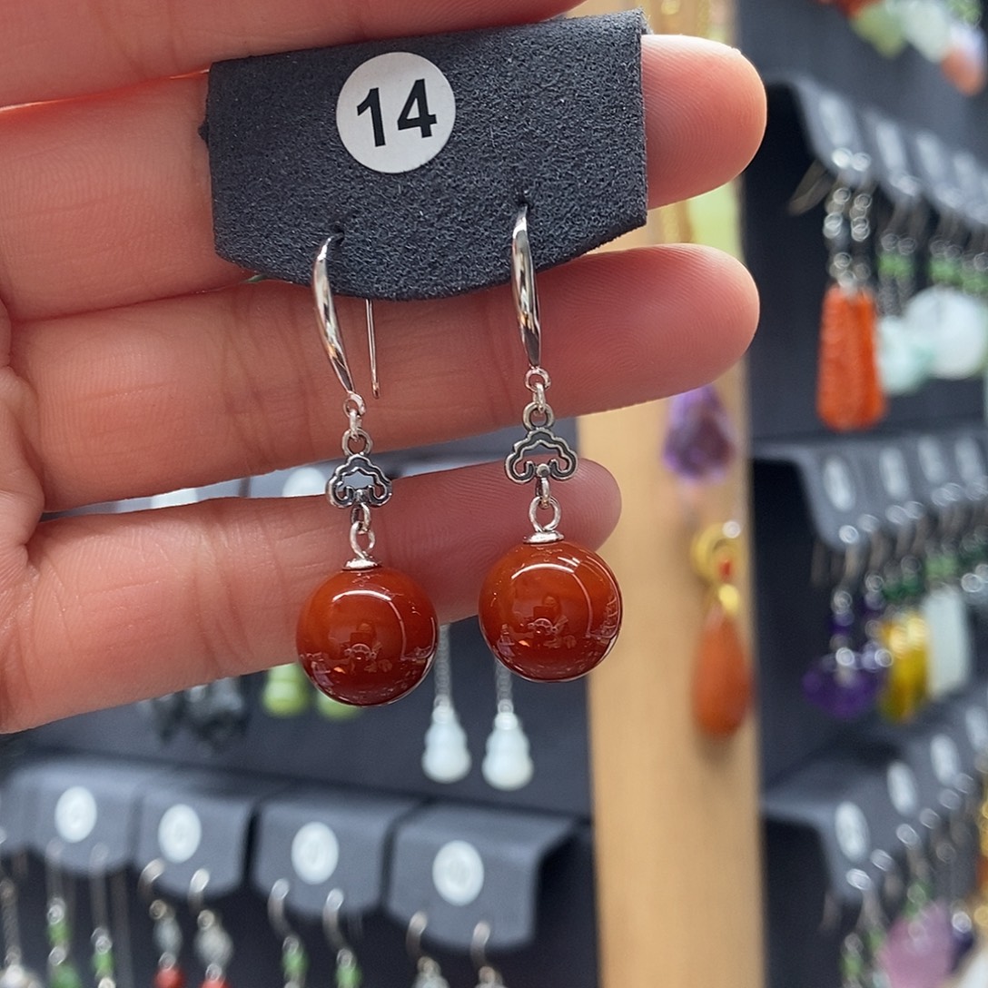 玛瑙/玉髓银S925镶嵌耳坠