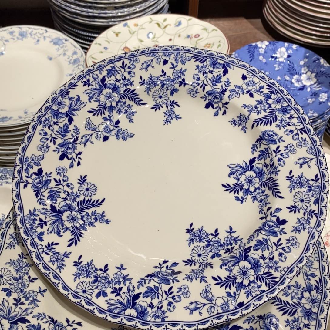 瓷微瑕青花十寸平盘