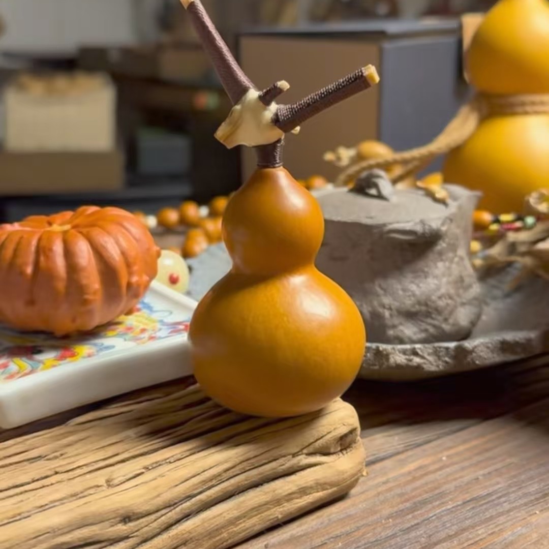 天然小葫芦文玩手把件带龙头可盘玩的福禄葫芦