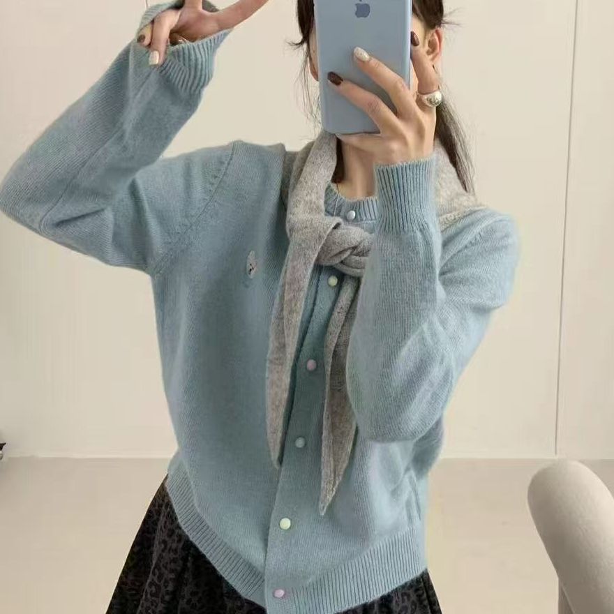 纪凡姬/4218-女士新款简约舒适休闲长袖开衫宽松百搭显瘦上衣开衫