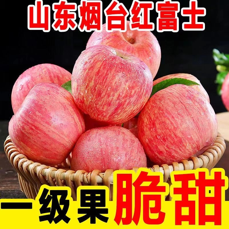 正宗山东烟台栖霞红富士苹果水果新鲜脆甜多汁当季产地直发营养