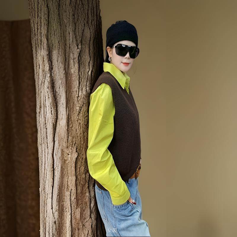 冬季时尚两件套毛衣衬衫