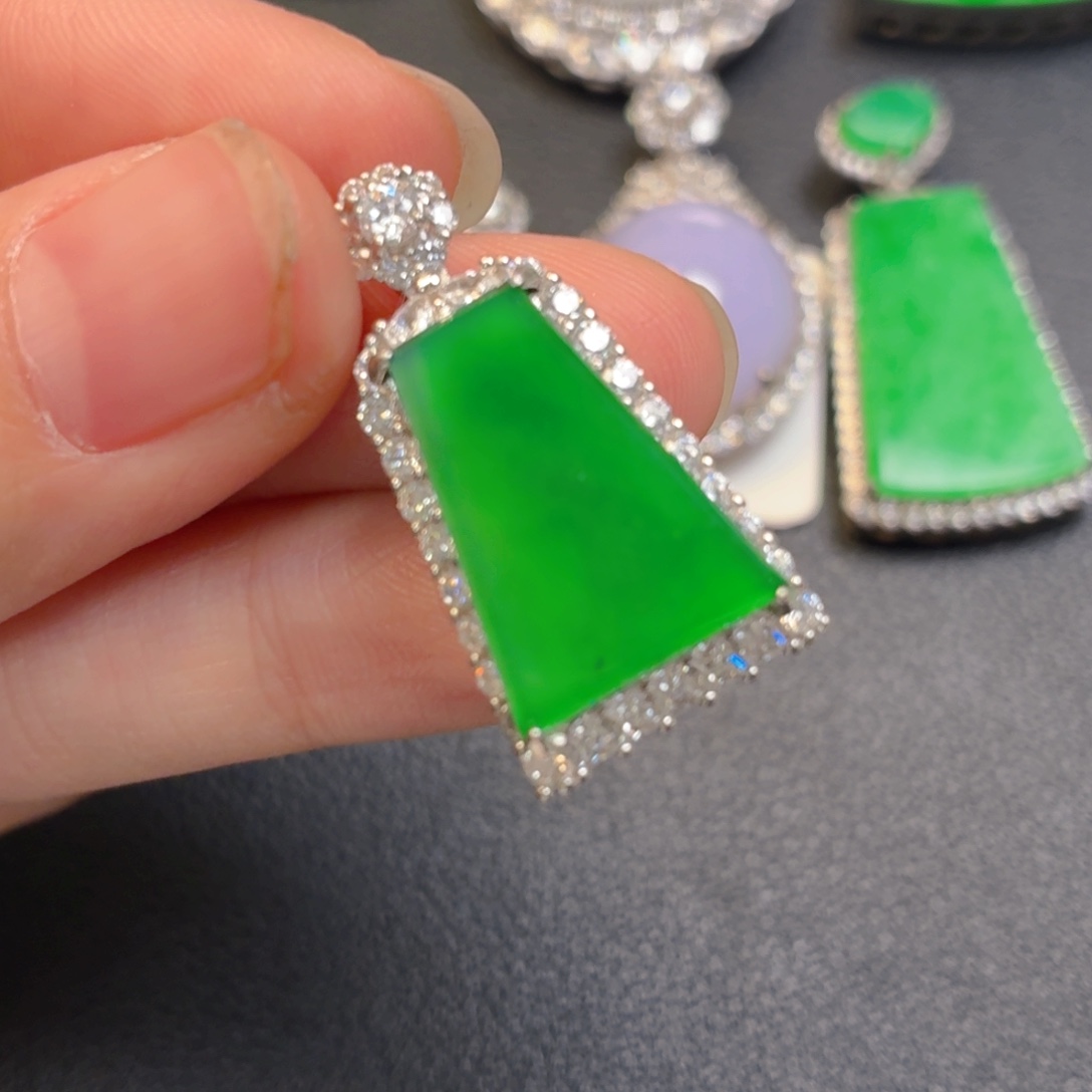 翡翠银S925镶嵌吊坠(不含链)