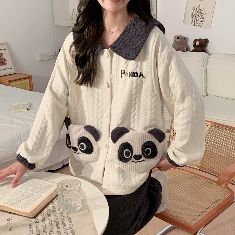 新款冬季空气棉夹层月子服哺乳喂奶衣孕产妇套装【5462】