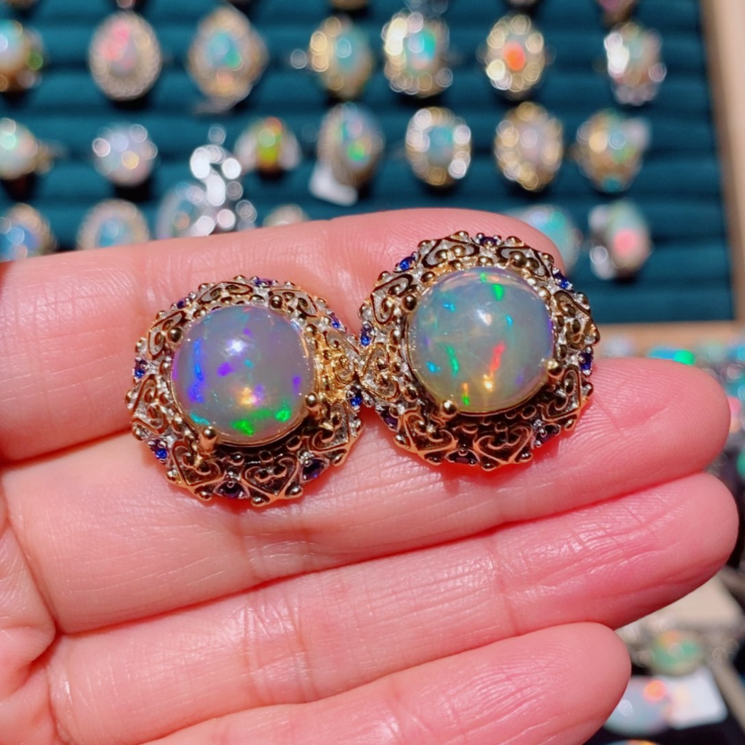 欧泊欧泊耳饰银S925镶嵌十*梅