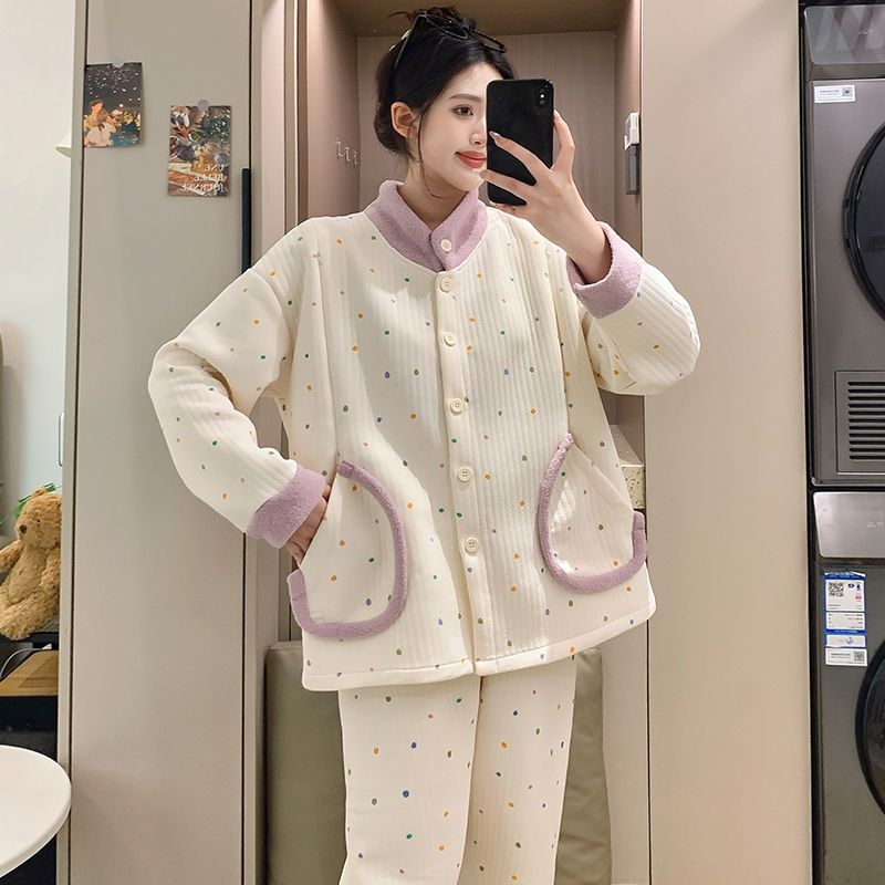 秋冬空气棉月子服孕妇纯棉11月份12产前产后哺乳喂奶待产睡衣套装