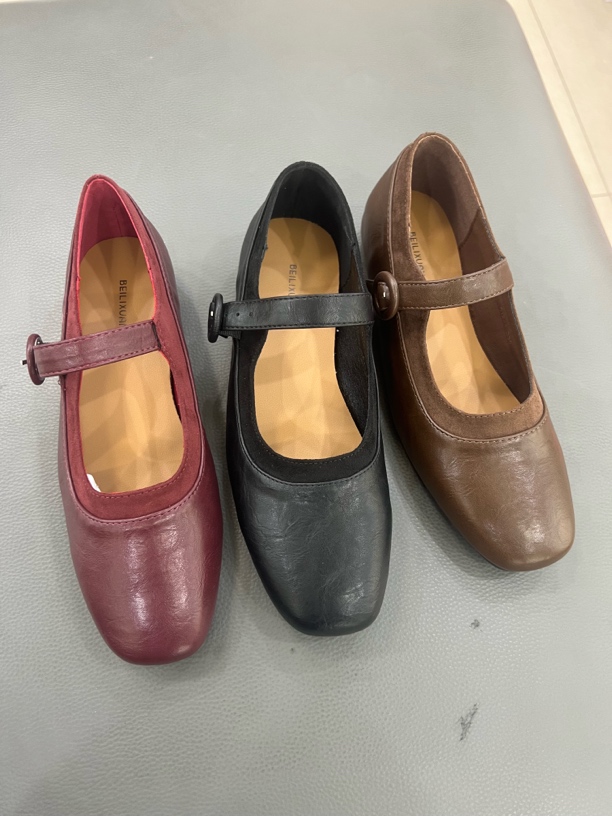 浅口平底平跟玛丽珍鞋圆头单鞋平底鞋方头女鞋鞋子