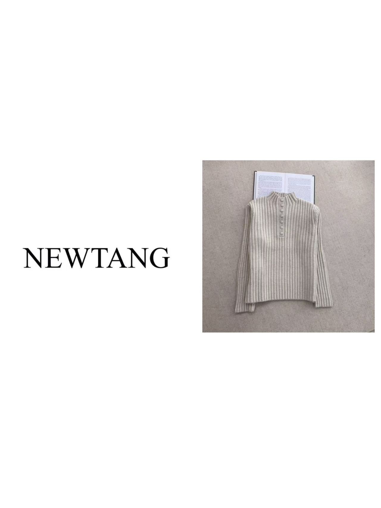 【暖云天】280新款纯色多粒扣净版圆领套头针织毛衣女