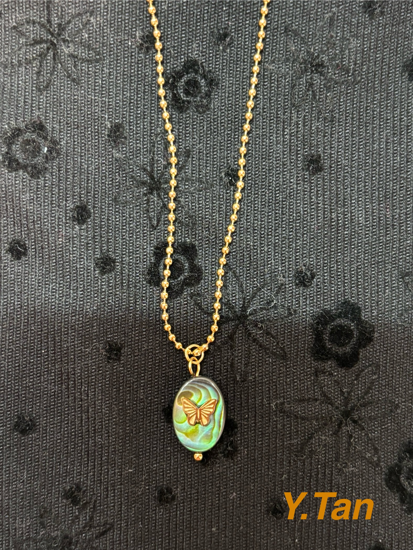 不锈钢树脂项链 鲍鱼贝蝴蝶百搭日常款