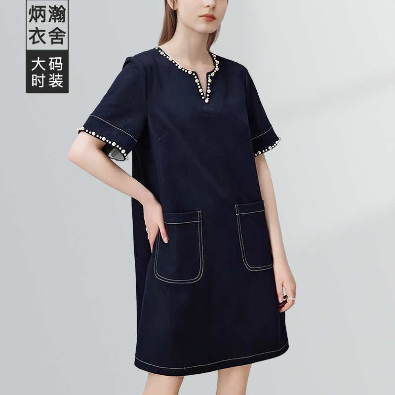 【炳瀚】胖mm大码轻奢定制珍珠25夏季新款宽松显瘦裙子BH225ZL15643