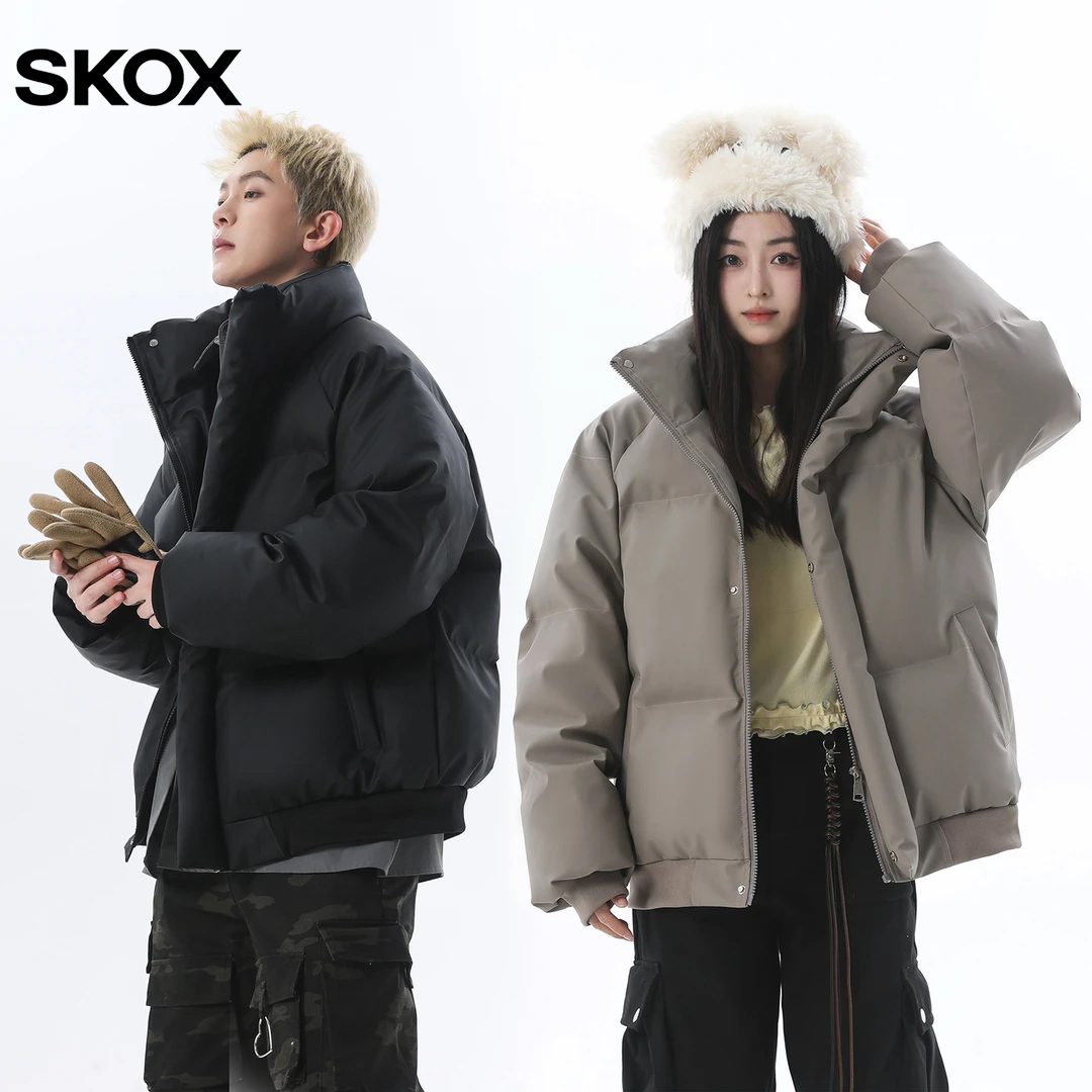  SKOX冬季立领加厚韩版棉袄棉衣宽松保暖冬装棉服美式情侣外套