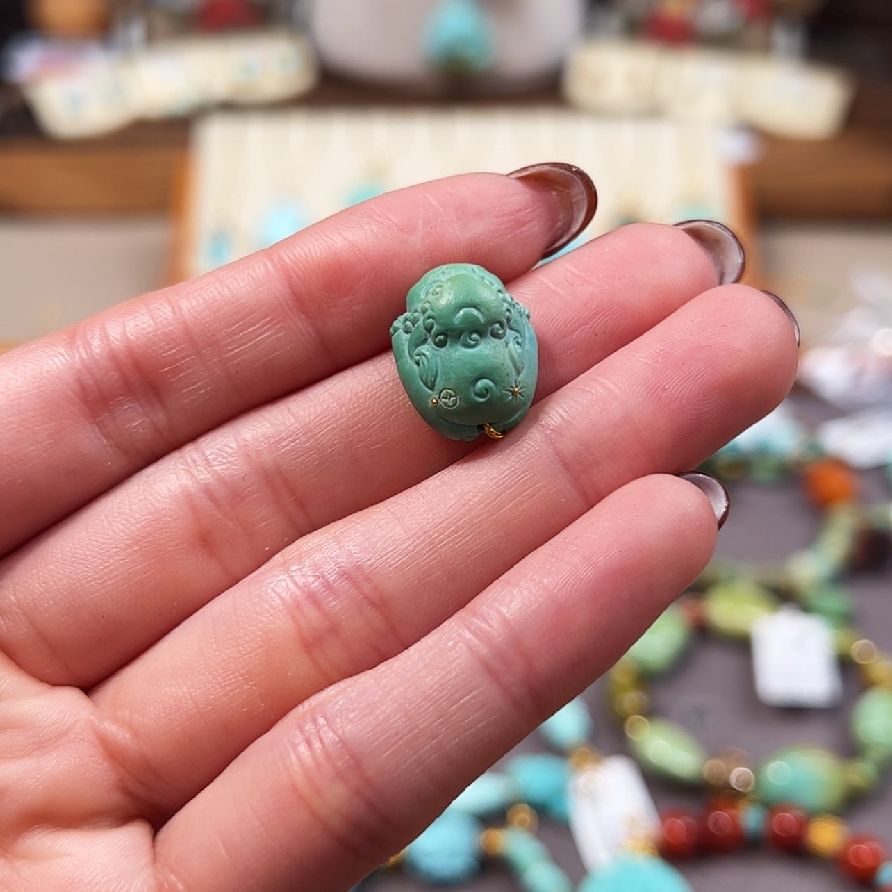 【闪购商品】未镶嵌绿松石裸石配饰貔貅