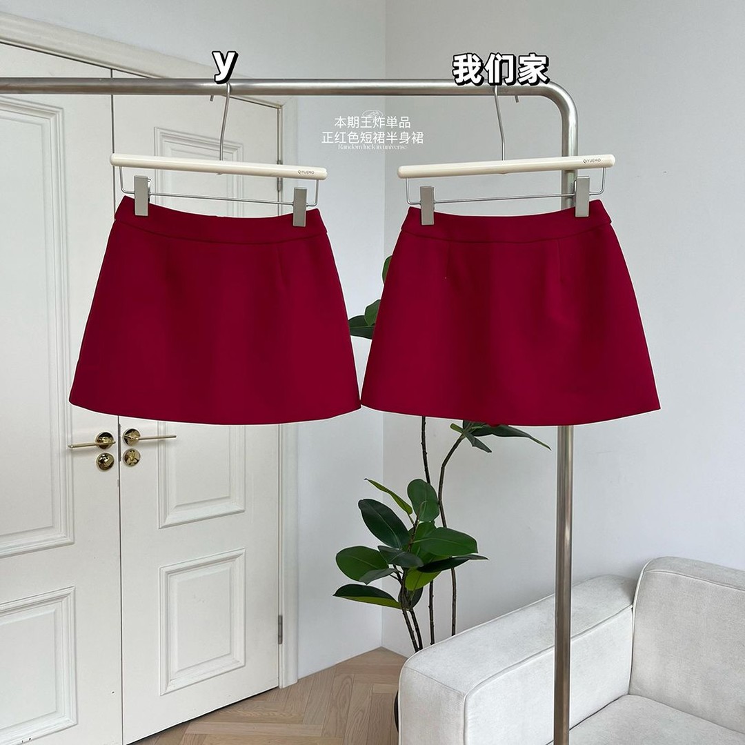 【打打】红色气质辣妹半身裙女时尚夏季薄款防走光短裙高腰显瘦a字