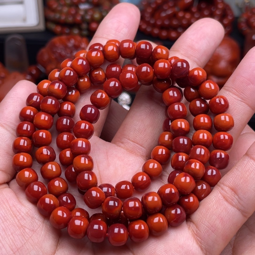 南红玛瑙珠宝奇石未镶嵌多圈7mm