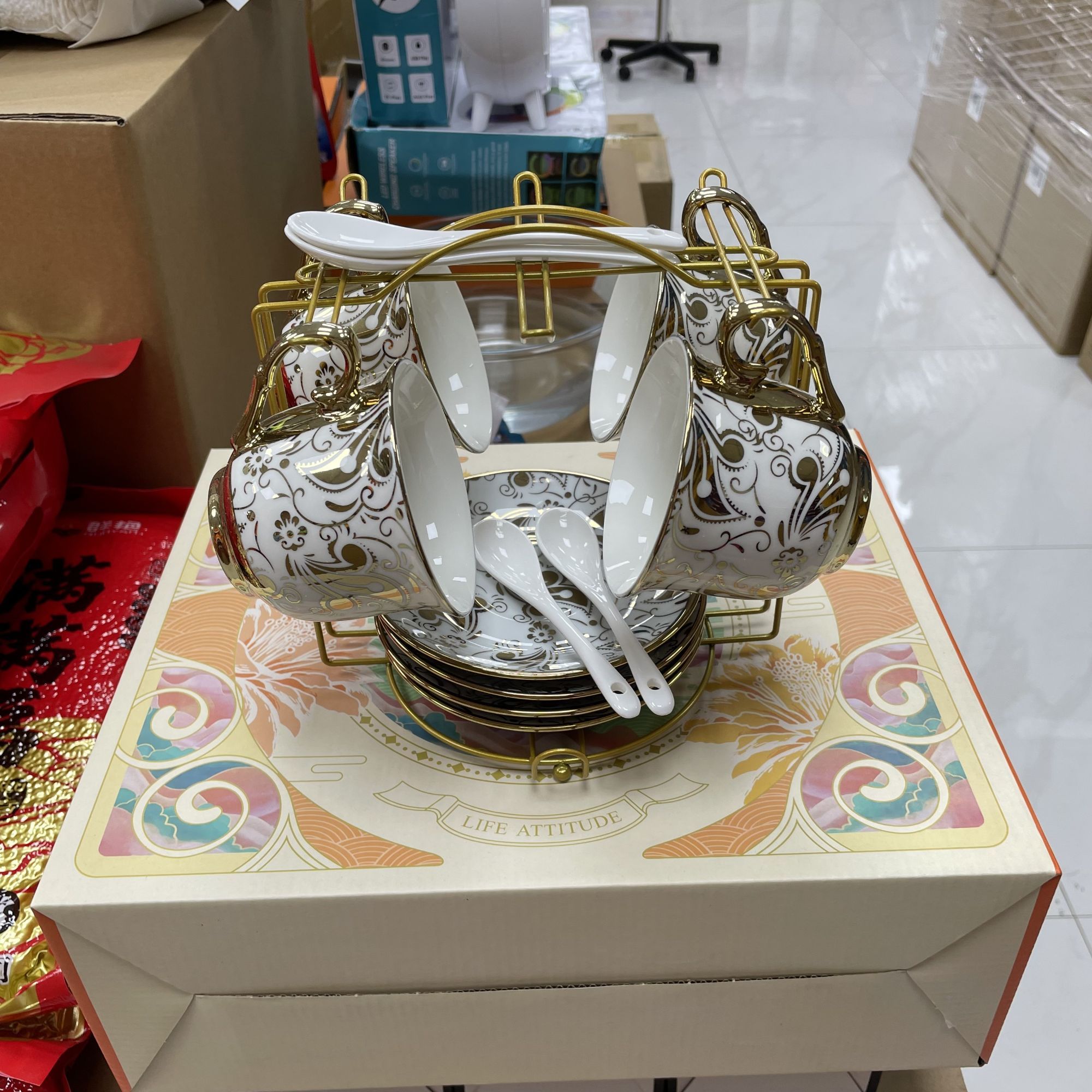 咖啡杯茶杯水具镀金英式