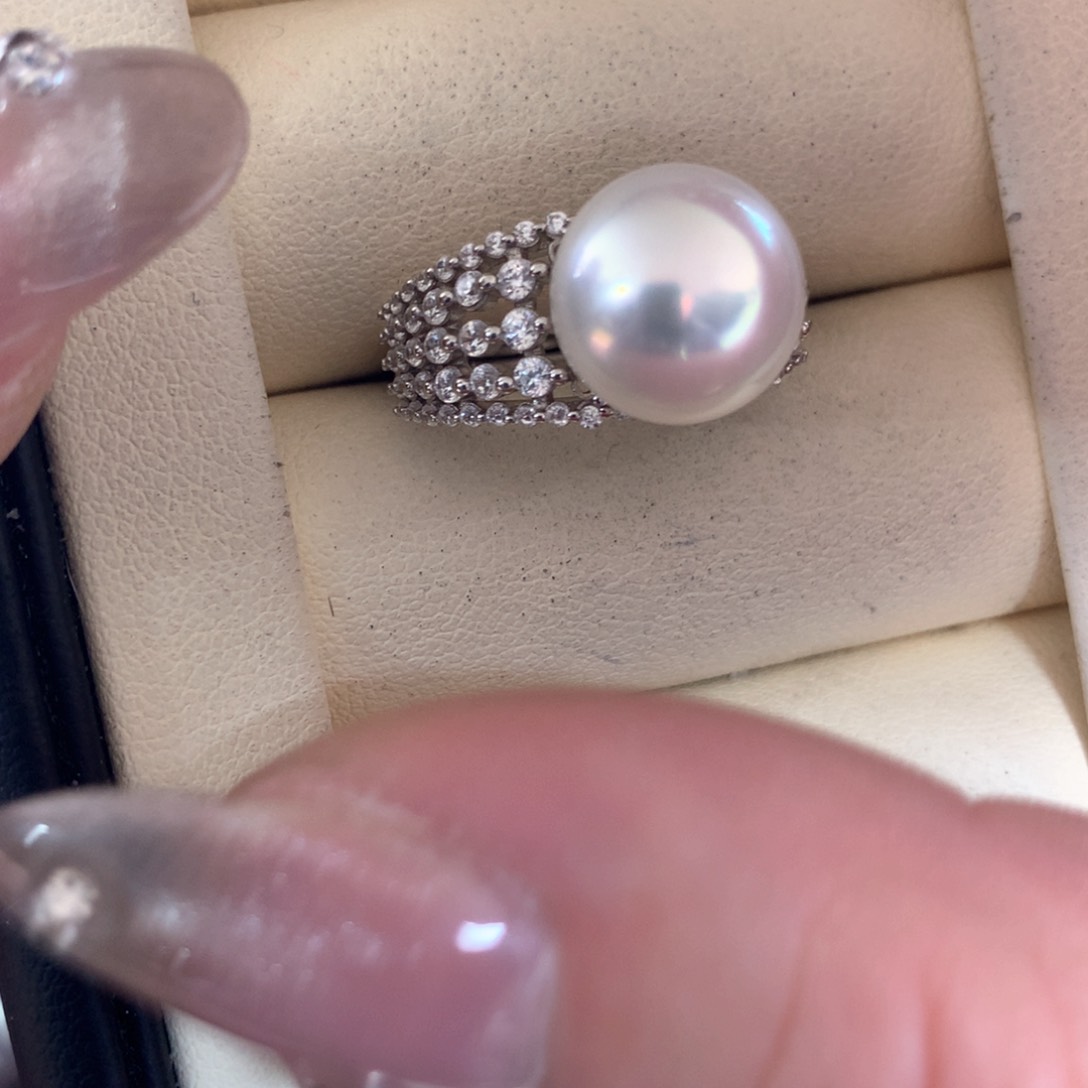 海水珍珠戒指银S925镶嵌