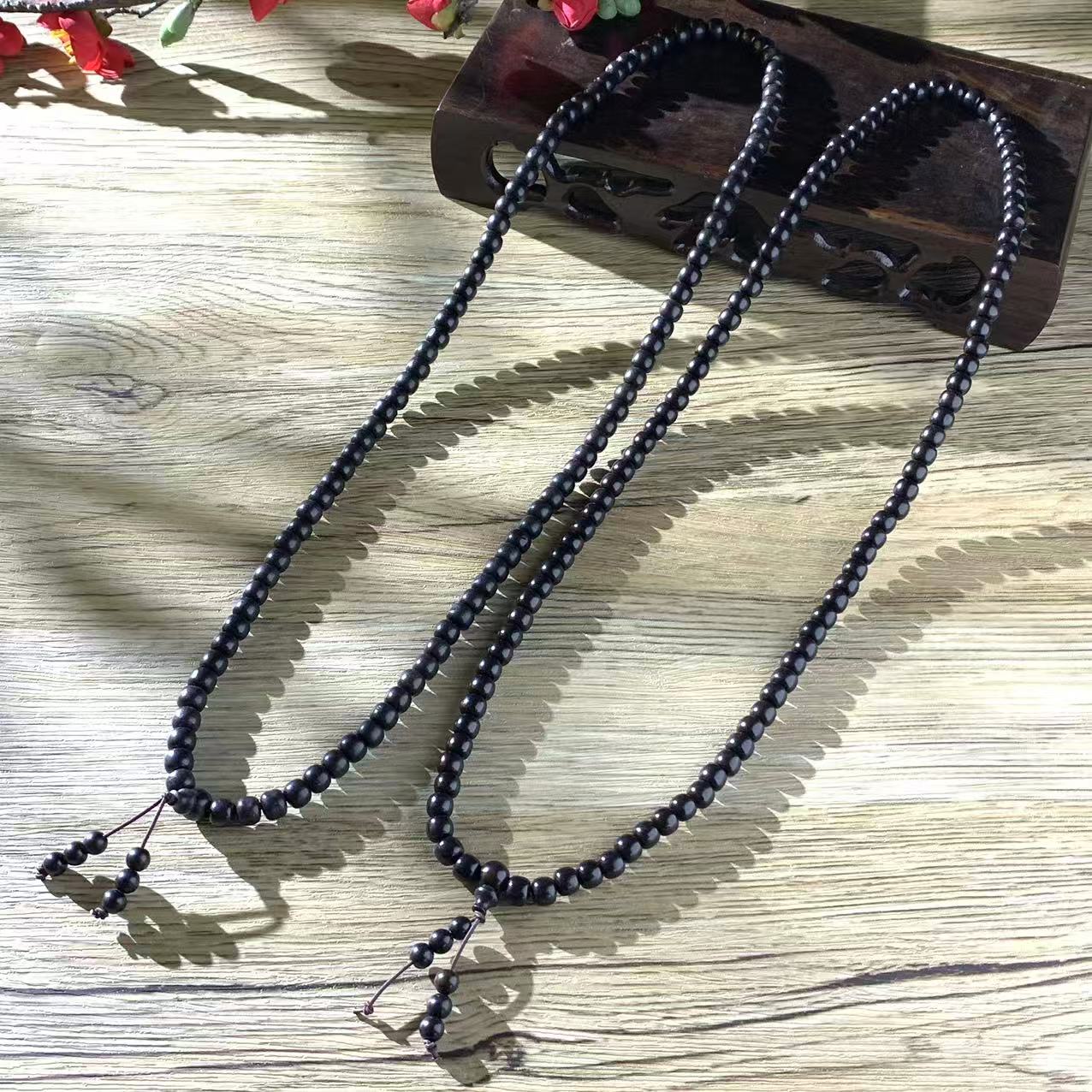 面面来财珠宝S8122-东非黑黄檀紫光檀项链-108粒左右多样性发其一