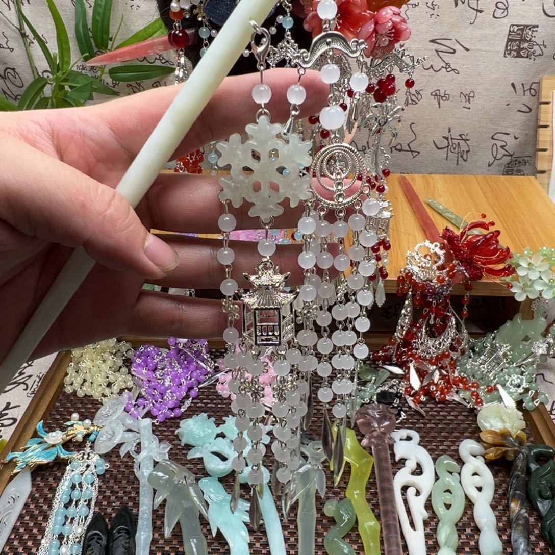 蛇纹石玉合金发饰