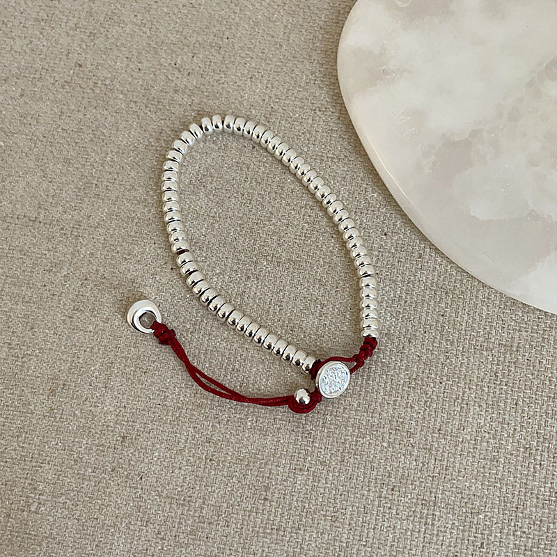 铜合金手链 梅姐饰品164 平安喜乐复古红绳女气质小众设计手链
