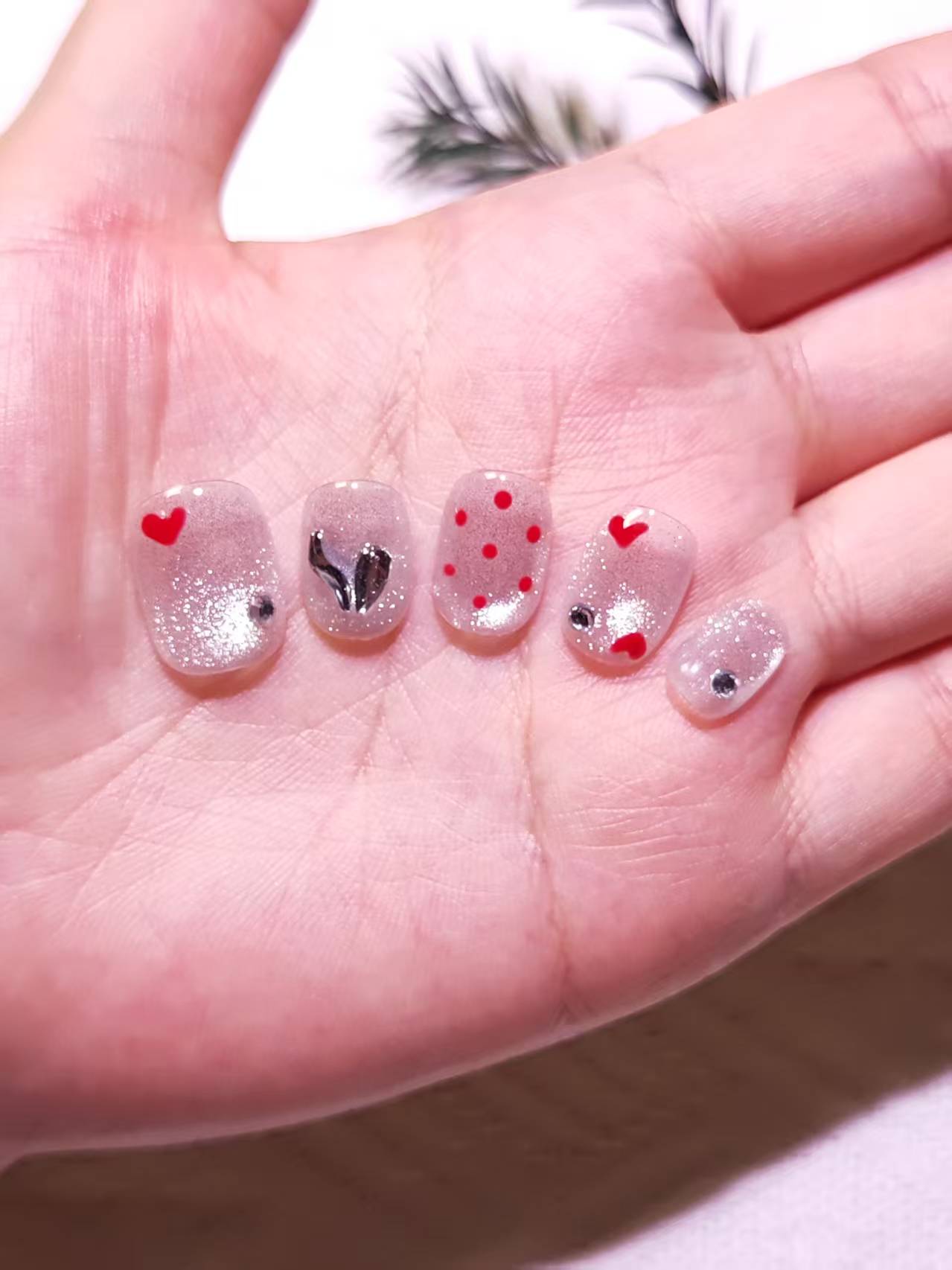 A39春日温柔仙女风短款立体磨砂猫眼穿戴甲贴片