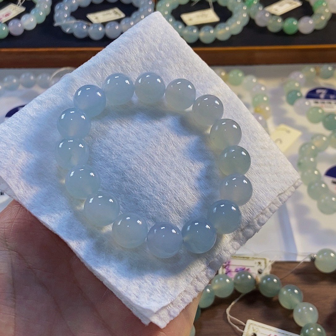 定制翡翠未镶嵌翡翠手串卡12+