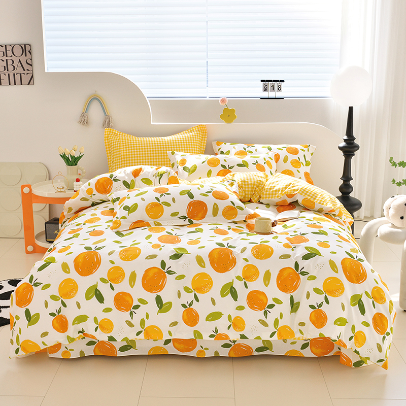 新款全棉纯棉小清新四件套宿舍三件套印花款亲肤被套床单床上用品