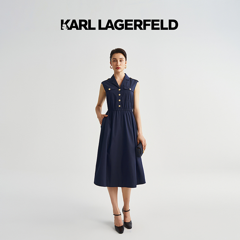 KARL LAGERFELD卡尔拉格斐2025夏季新款收腰连衣裙M22E13B2