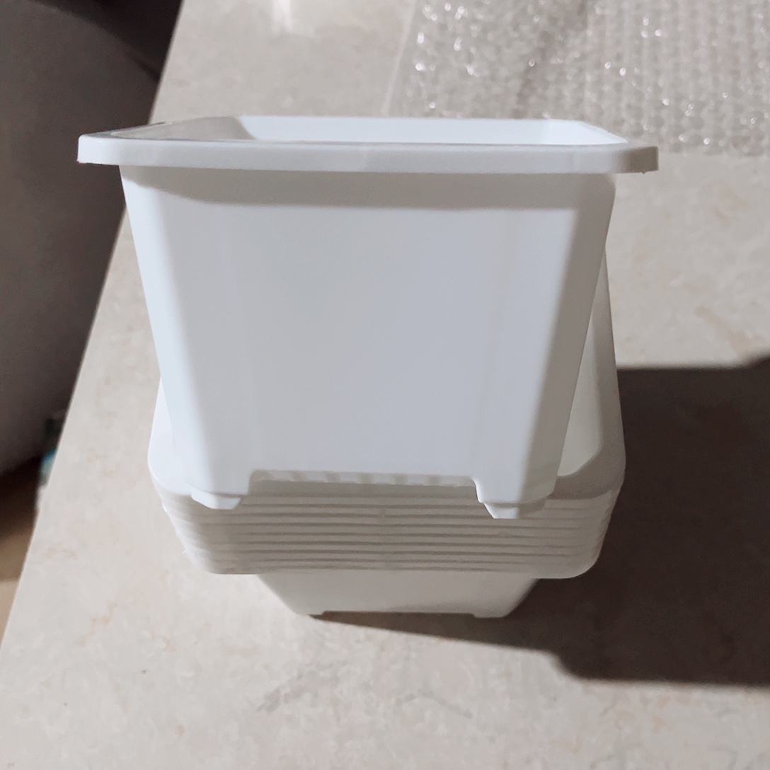 塑料福利款13方白色盆20个无托