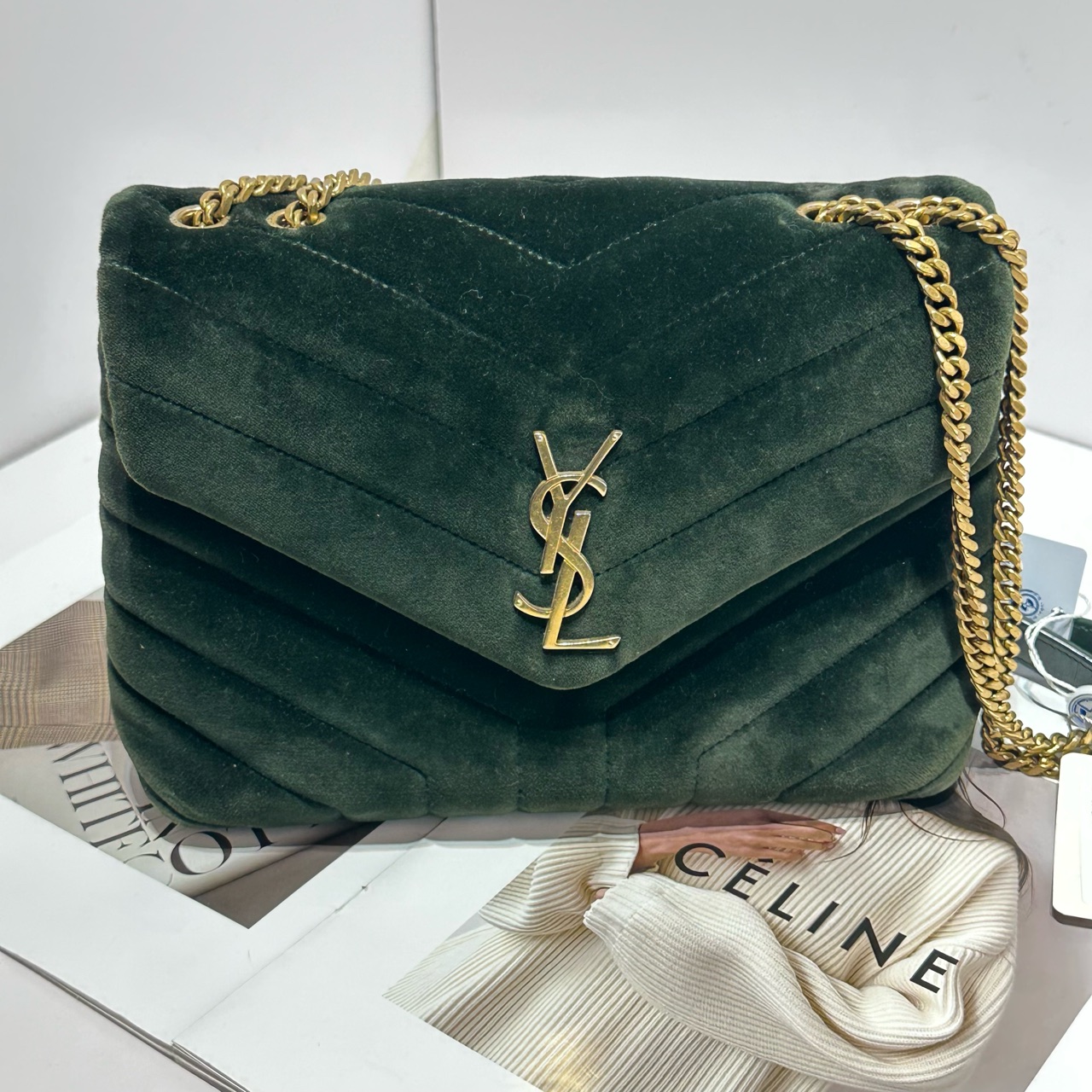 95新 YSL/圣罗兰 珍甄 丝绒luoluo单肩包 09336