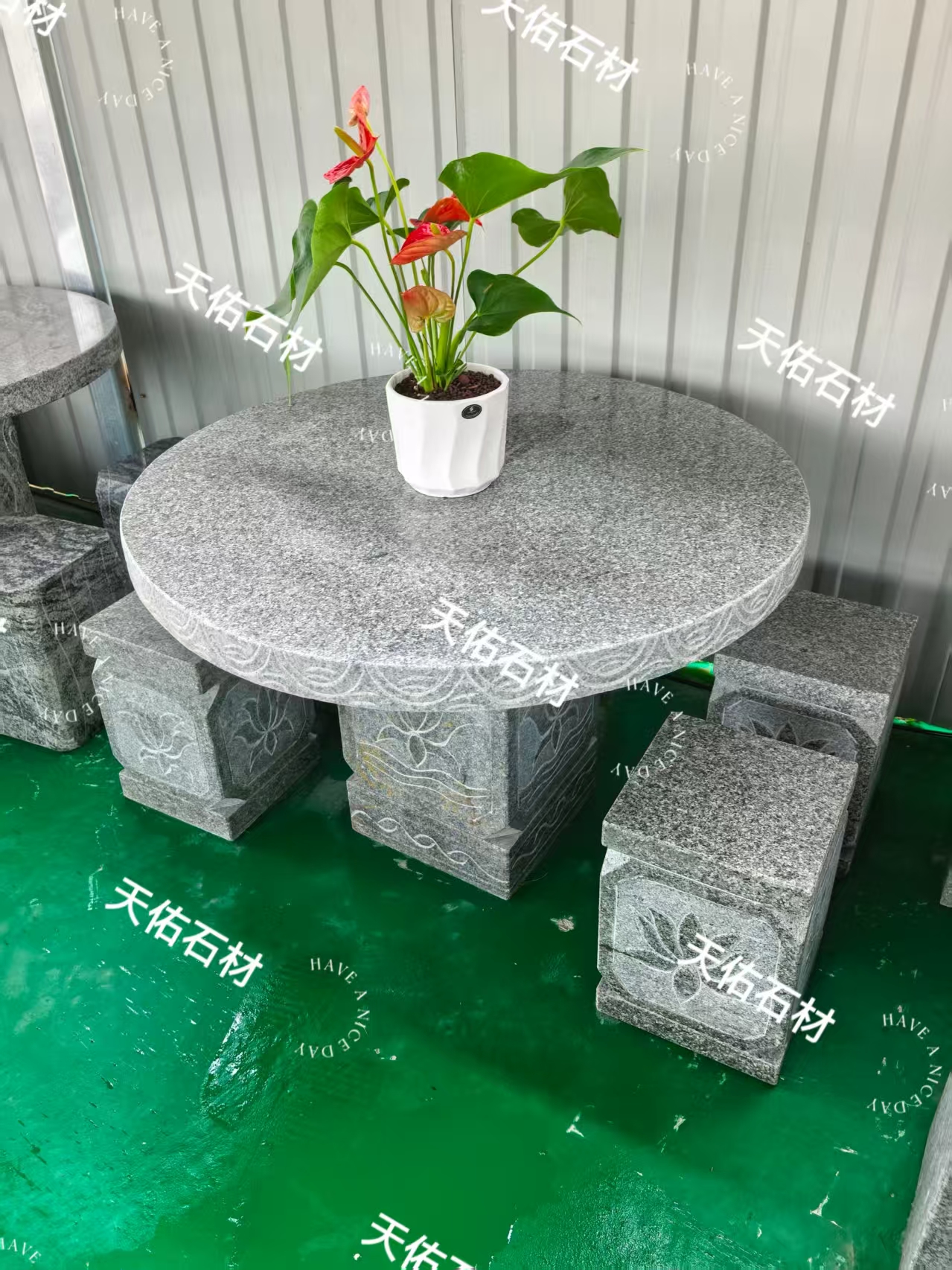 （不包邮，需到县城或者市区物流站提货）芝麻灰户外庭院石桌石凳