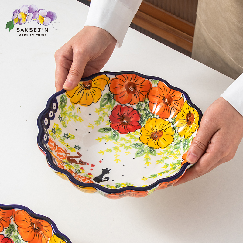 SANSEJIN如意南瓜系列 八英寸波浪深盘