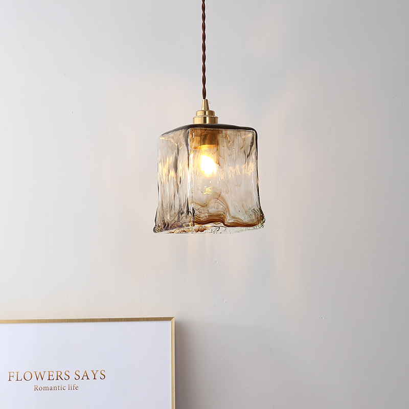 日式复古艺术手工玻璃小吊灯吧台餐厅卧室咖啡厅服装店单头小吊灯
