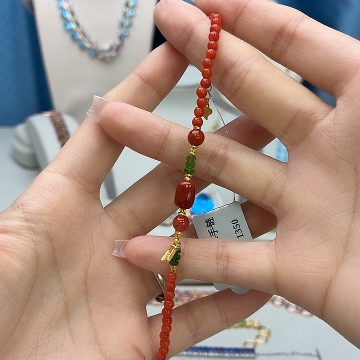 南红玛瑙银S925镶嵌手链