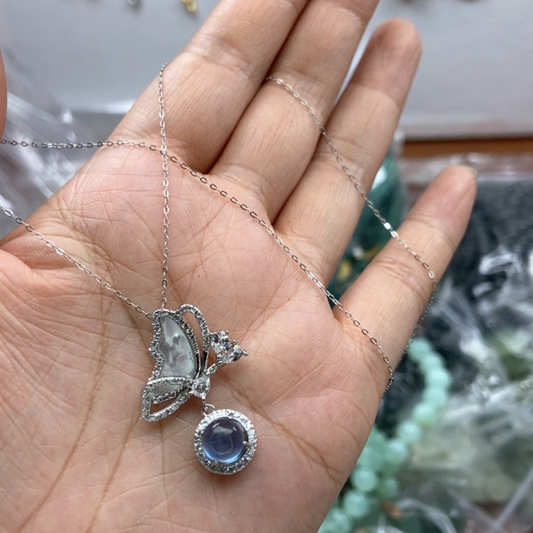 水晶吊坠吊坠银S925镶嵌