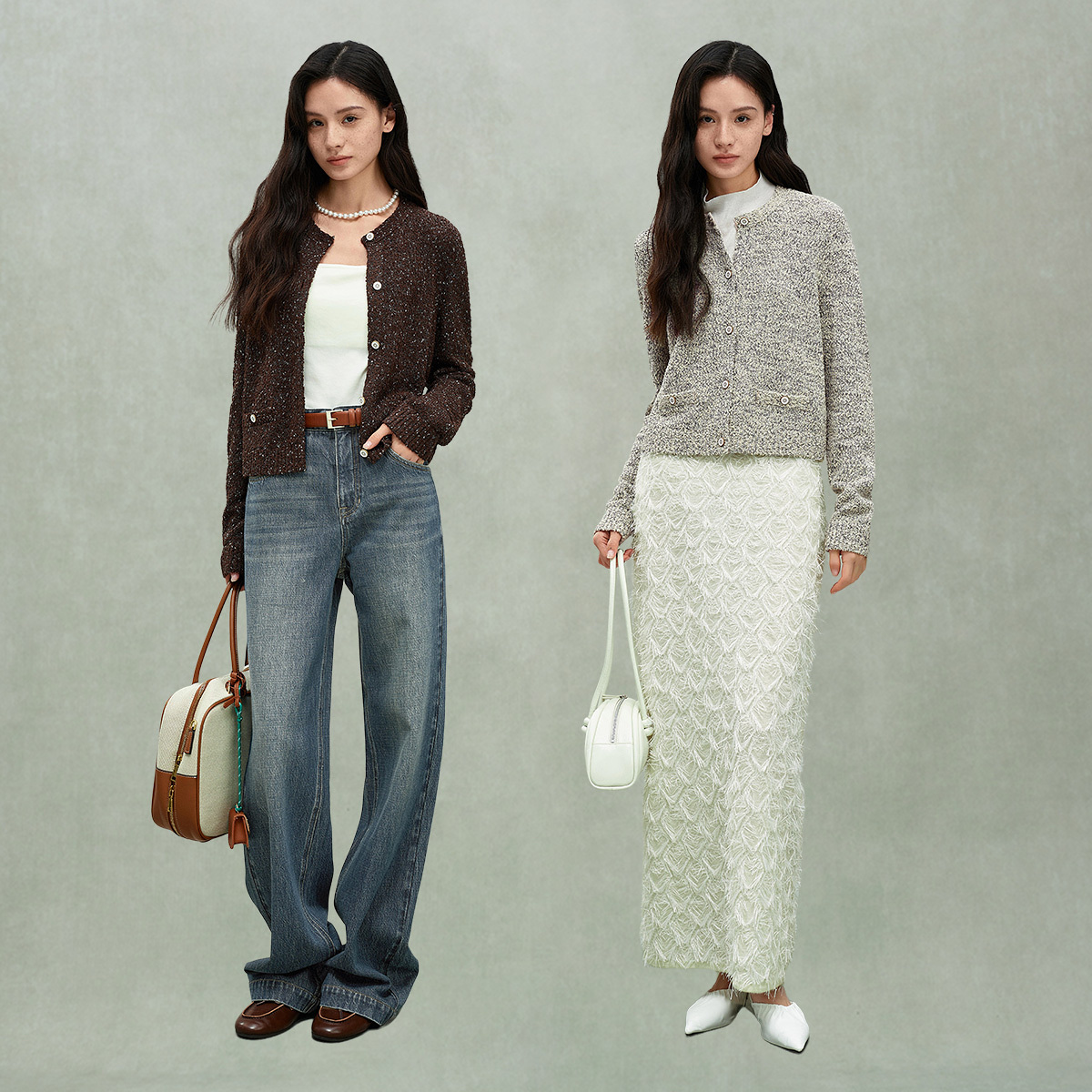 #ochirly/欧时力金线纱小香风针织外套开衫肌理感2025春季新品