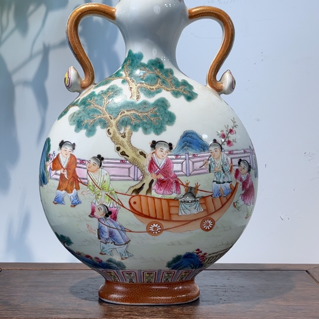 金***袁摆件瓷器工艺品摆件粉彩
