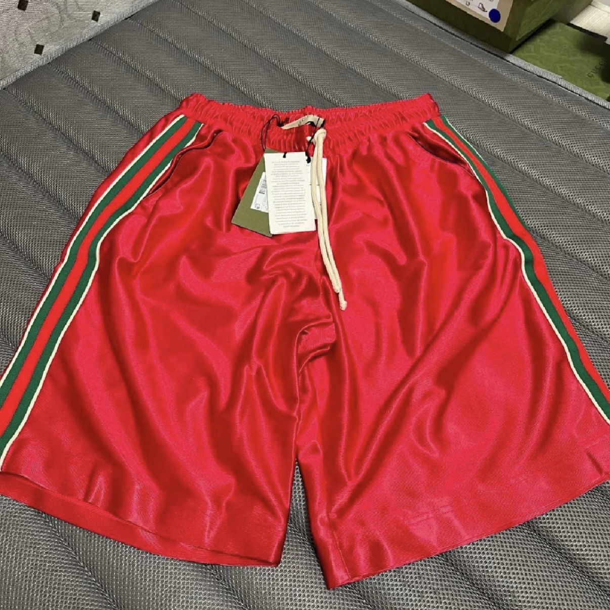 未使用 GUCCI/古驰 织带短裤男款红色