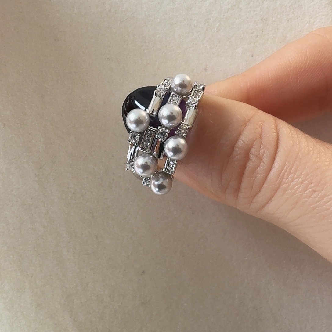 戒指海水珍珠银S925镶嵌