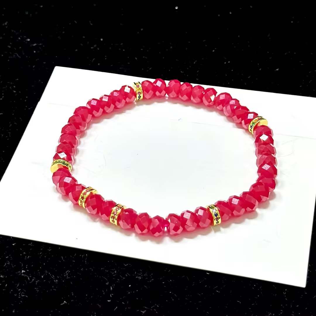 培育红宝石【ZY】切面红宝石DIY手串-约6mm（多样性发其一）