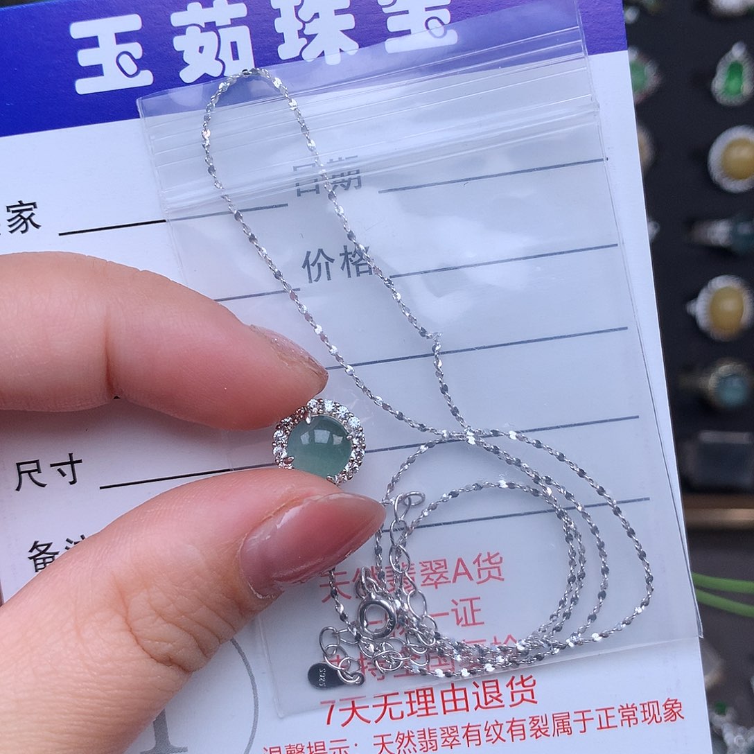 翡翠颈饰银S925镶嵌项链925