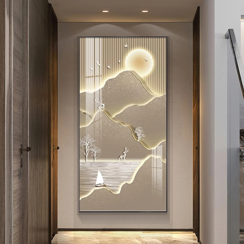 【福禄长鸣】入户玄关装饰画现代轻奢高档过道壁画客厅走廊大气挂画